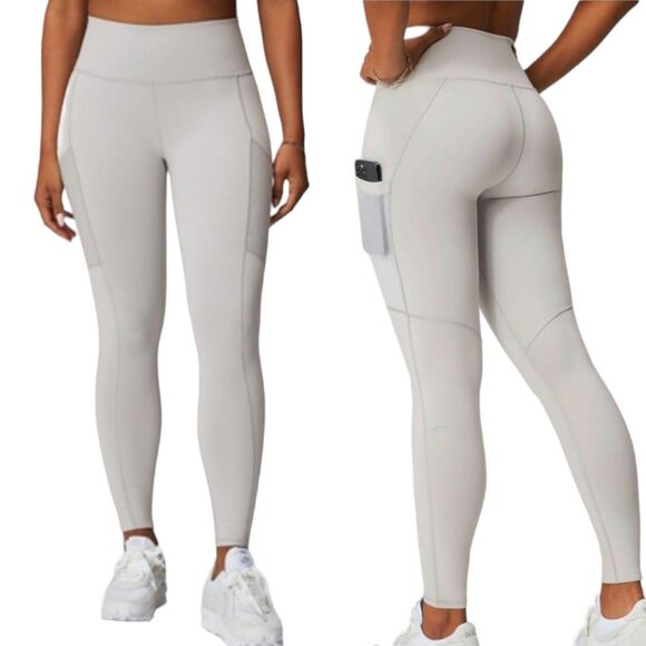 Fabletics On The Go PowerHold High Waisted Leggings Womens 1X Taupe Athleisure - Picture 3 of 12